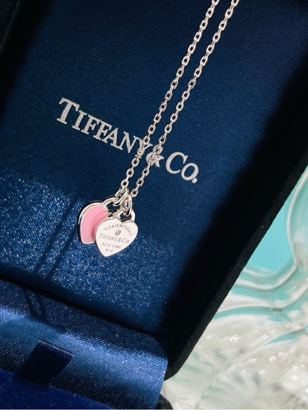 Tiffany & Co. Sterling Silver Necklace with Pink Enamel Heart